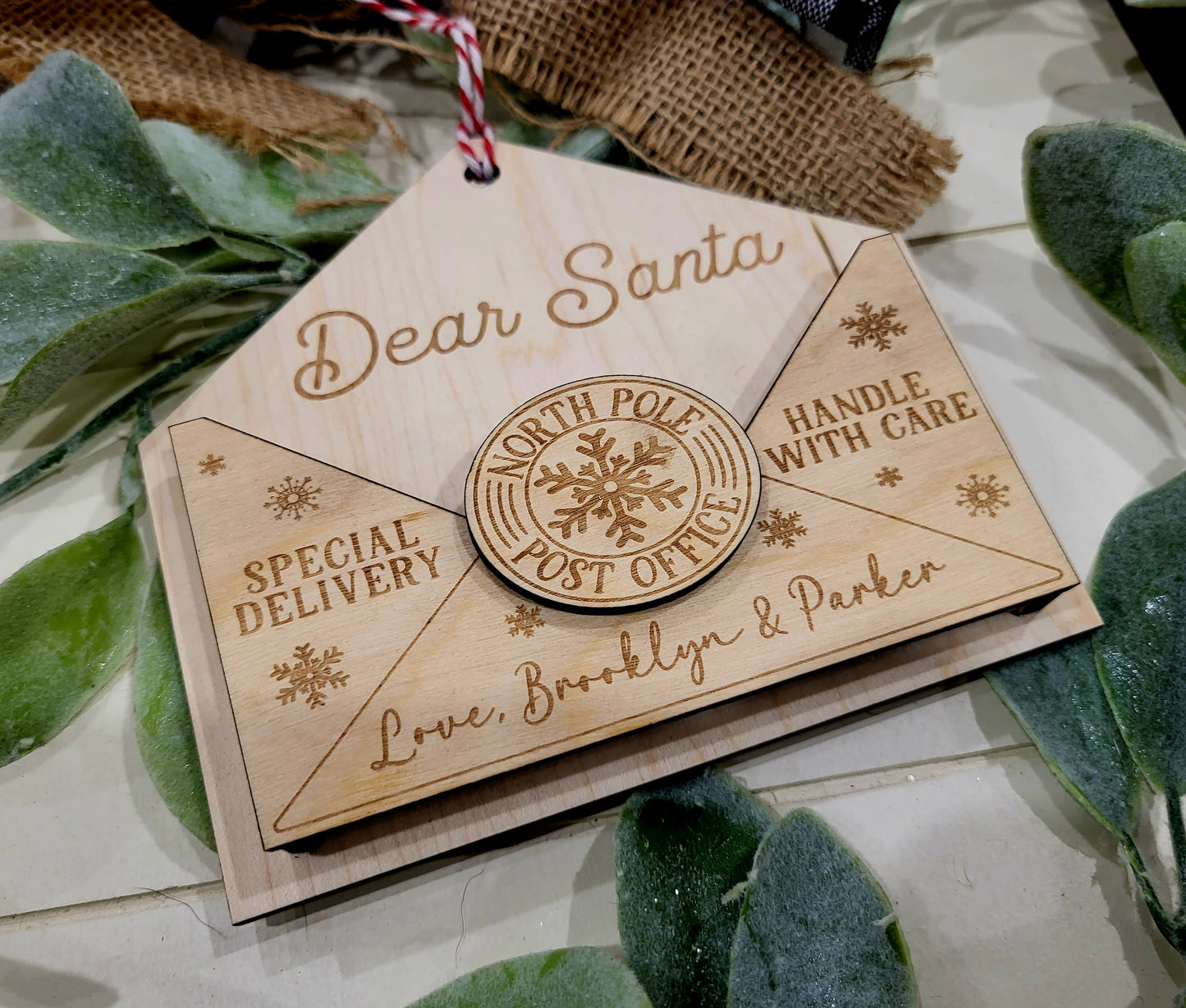 Letter to Santa Wooden Ornament