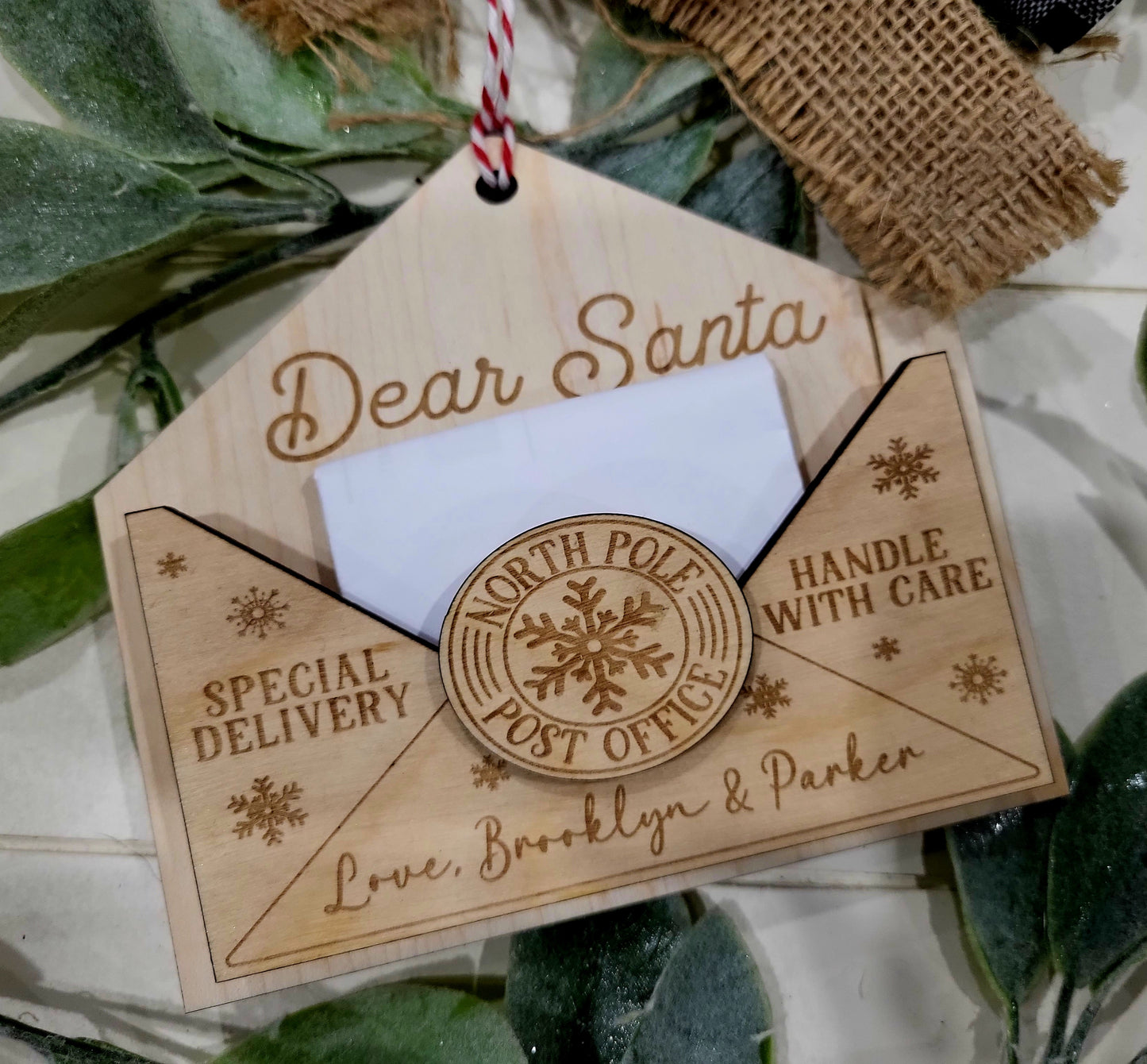 Letter to Santa Wooden Ornament