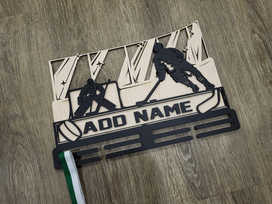 Wooden Hockey Metal Display