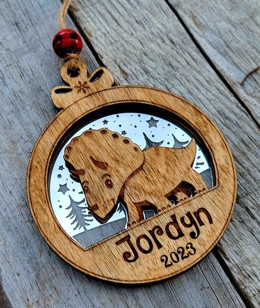 Dino Ornament with Engraved Background