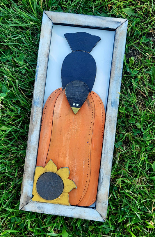 Framed Sign with Pumpkin