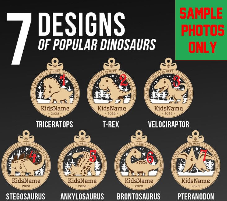 Dino Ornament with Engraved Background