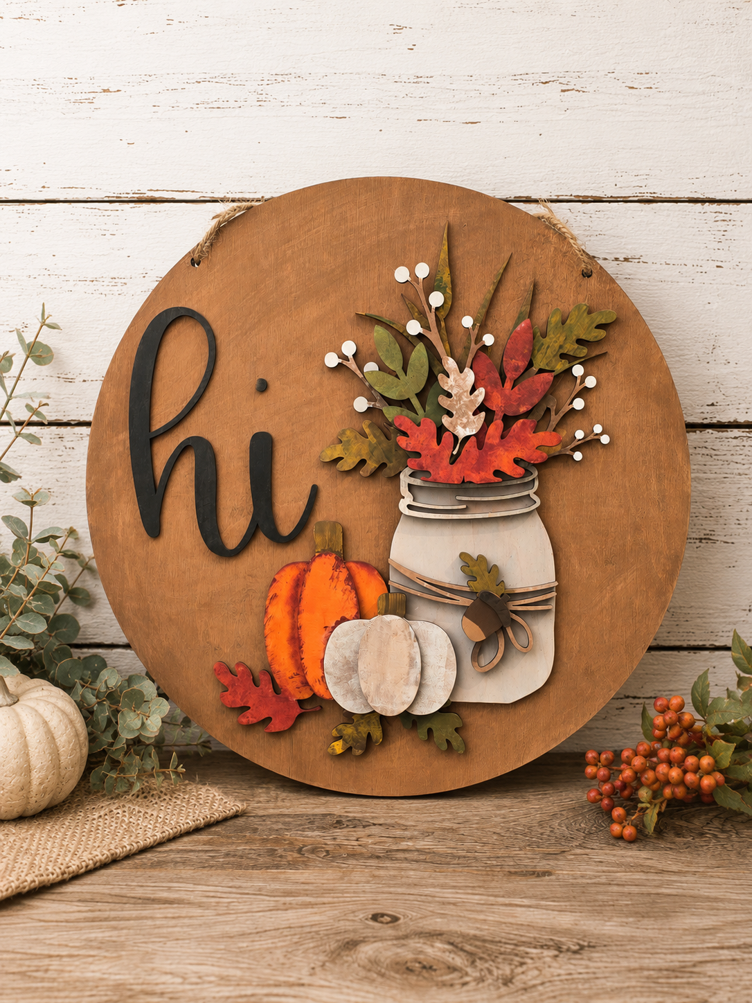 Hi Fall mason Jar