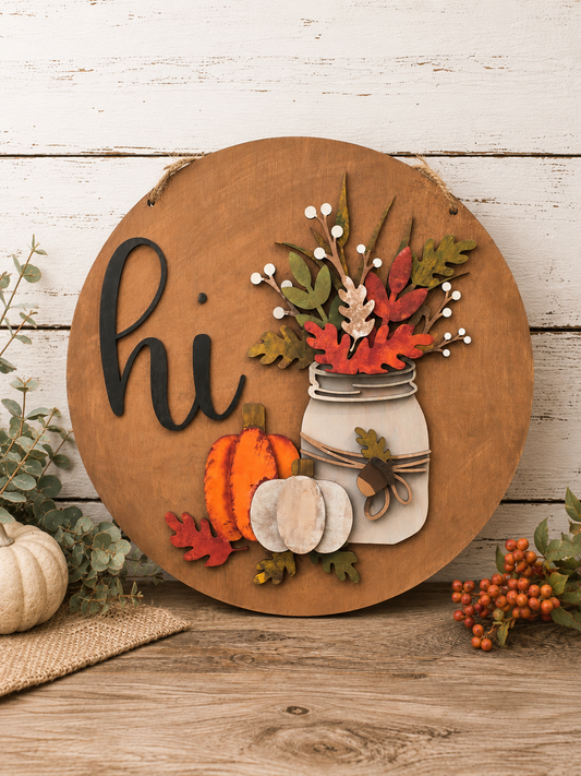 Hi Fall mason Jar