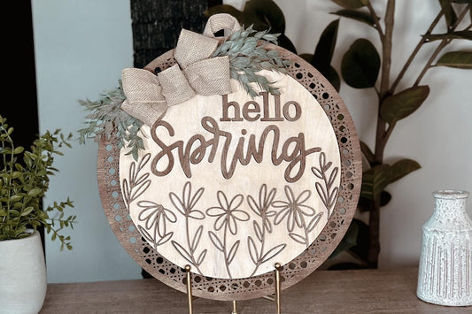 Hello Spring with Greenery and Bow