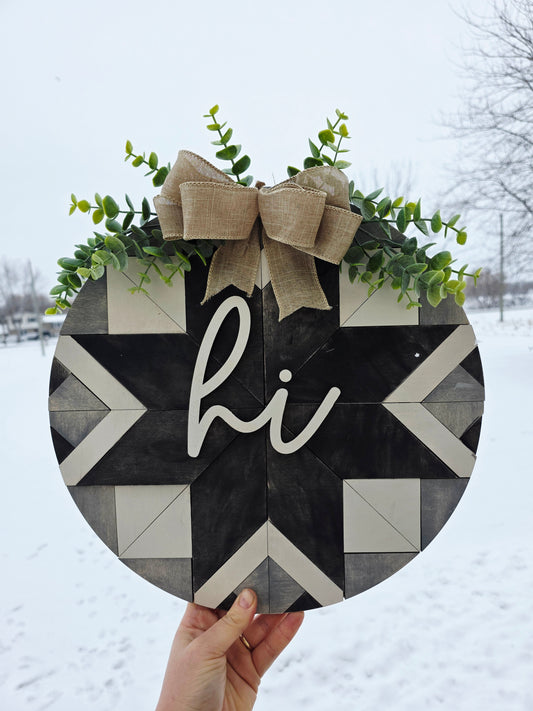 Hi Mosaic with greenery and bow