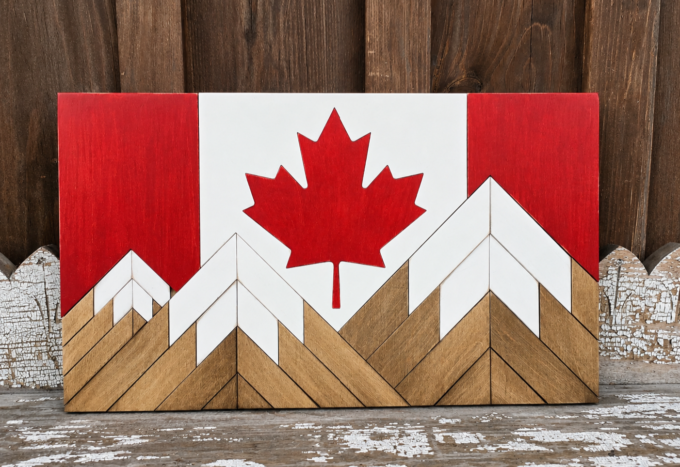 Canda Flag with Moutains