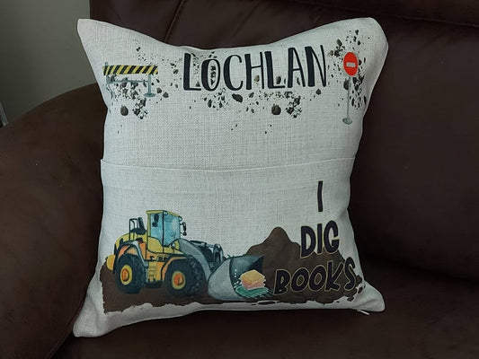 I Dig for Books Pocket Pillow